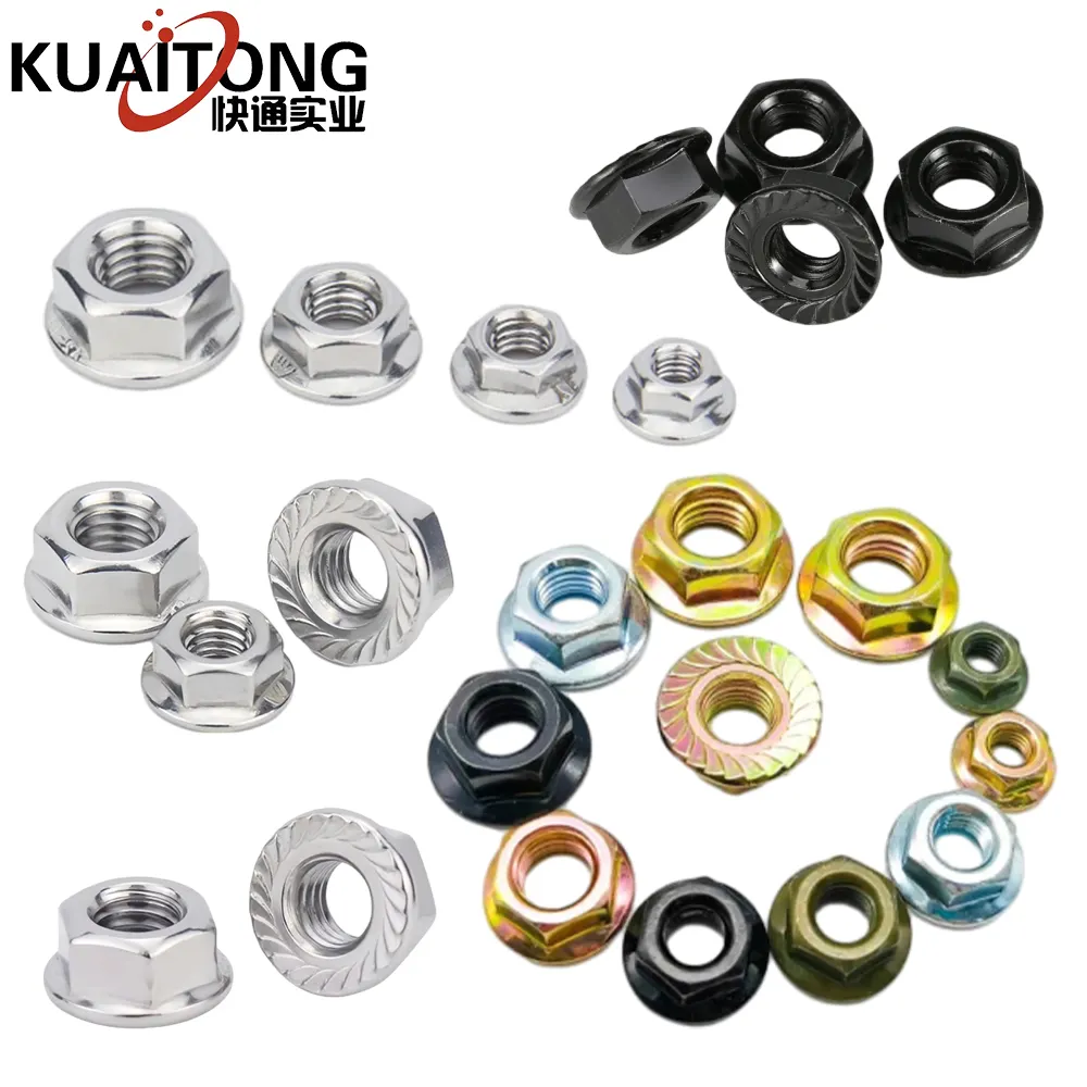 Nhà Máy Outlet tất cả các kích thước din6923 gb6177 thép không gỉ răng cưa/Cổ Mặt bích Hex Nuts