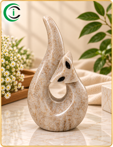 Figura de Gato de Mármol Natural CCI de 6 Pulgadas, Estatua de Animal de Piedra Beige para Decoración de Mesa en Espacios de Vida, Oficinas, Hoteles, Hogar Moderno - Product Image 1