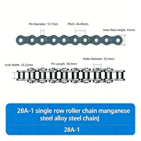 Chaîne à rouleaux simple en acier au manganèse, équivalent ANSI RS140 28A-1, pas de 44,45 mm, haute charge de rupture, pour levage de charges lourdes