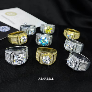 Prêt à expédier – <span class=keywords><strong>Bague</strong></span> en argent sterling 925 avec moissanite GRA 3 carats, taille brillant carrée et ronde, couleur D, pureté VVS, pour <span class=keywords><strong>homme</strong></span>, idéale pour fiançailles et <span class=keywords><strong>mariage</strong></span> - Product Image 4