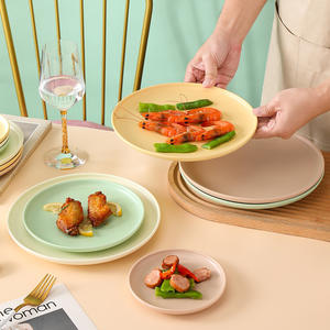 Assiettes à dîner en céramique de Style Simple, vente en gros, couleur émaillée, ronde, chargeur, ensemble de vaisselle, crème verte, <span class=keywords><strong>Taupe</strong></span> - Product Image 2
