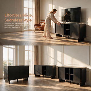 Mueble de TV Moderno y Minimalista de Cuatro Puertas, Gabinete de Almacenamiento de Madera Sólida, Adecuado para Muebles de Sala de Estar - Product Image 6