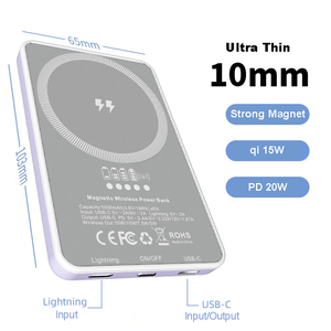2 trong 1 Ultra Slim 5000mAh PD 18 Wát nhanh chóng sạc Magnetic ngân hàng điện không dây cho Iphone - Product Image 4