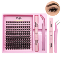 Faux Cils Éventail Faits Main sur Mesure Effet 3D Mélangé Kit d'Extension de Cils DIY en Grappes Pré-Découpées Plateau Mixte 8-18mm