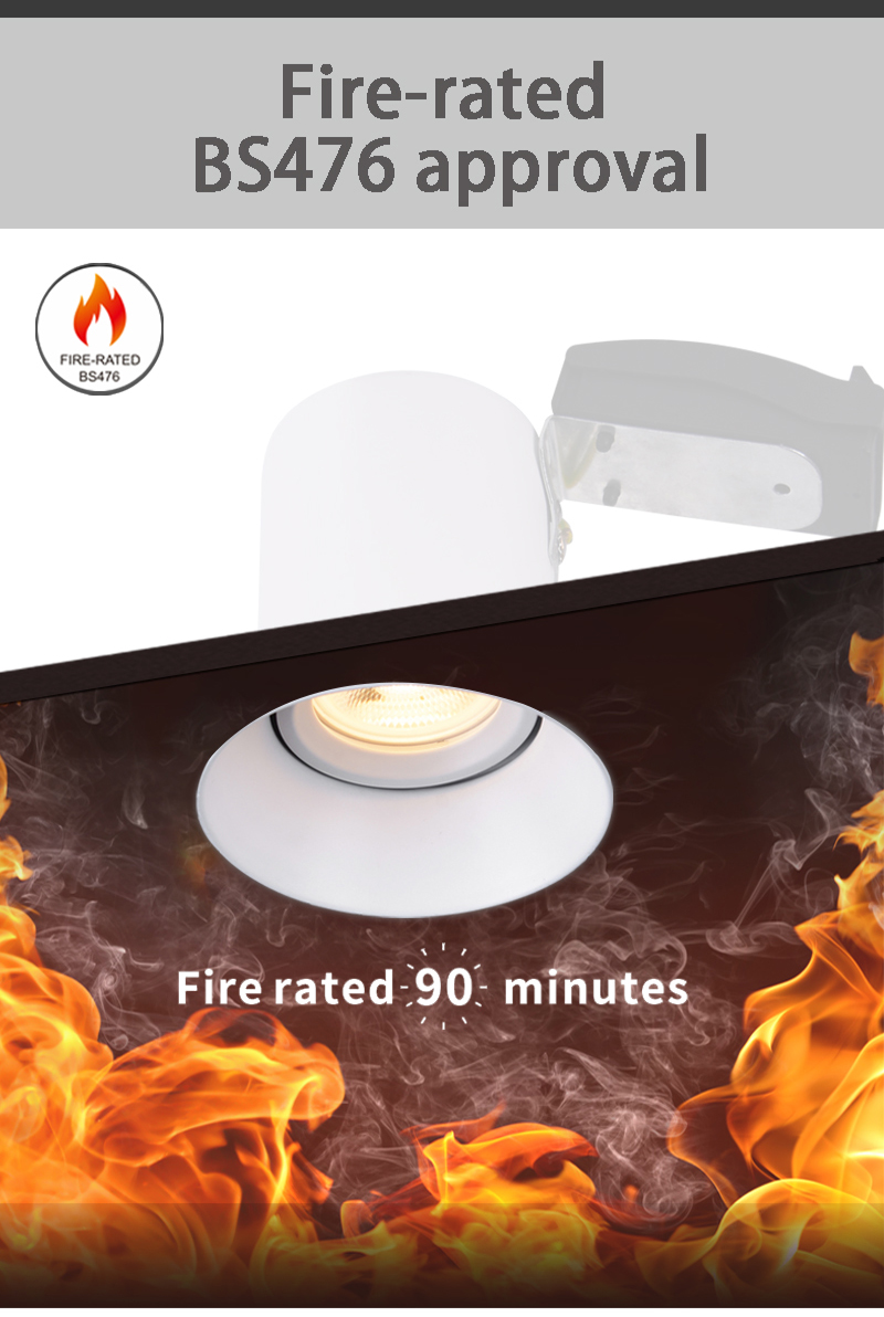 Ip65 Fire Rated Gu10 Downlights Anti Glare 125mm White Adjustable 2 Year Warranty