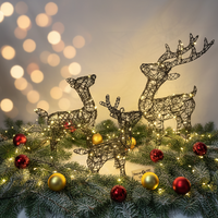 Ensemble familial de rennes de Noël surdimensionnés, décorations de jardin en fil métallique éclairé par LED, étanches IP44 pour extérieur, décorations de centre commercial Navidad