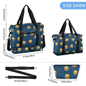 Bolsas de Viaje Divertidas con Diseño Divertido, Gran Capacidad, Duraderas, Impermeables, con Separación para Ropa Seca y Mojada, Bolsas de Gimnasio con Compartimento para Zapatos - Product Image 3