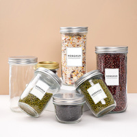 Vente en gros de bocaux en verre à large ouverture de 8 oz de qualité alimentaire pour le stockage à la maison de la confiture, du miel, des épices et des produits secs