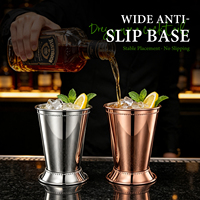 Gelas Mint Julep Stainless Steel 400ml 14oz, Mug Koktail Logam dengan Detail Berhias, Gelas Mojito Anti Pecah untuk Bar, Pesta, Hadiah Pernikahan