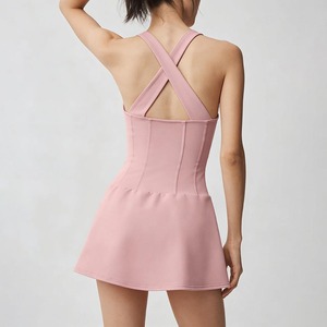 Falda deportiva YIYI con espalda cruzada y pantalones cortos incorporados, control <span class=keywords><strong>de</strong></span> abdomen, secado rápido, para yoga, running y tenis, con almohadillas - Product Image 4