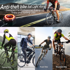 Fietsachterlicht Smart Rechargeable Anti Theft Bike Bicycle Tail Light Alarm Brake Light Siren Motorcycle Scooter Mountain Bike - Product Image 6
