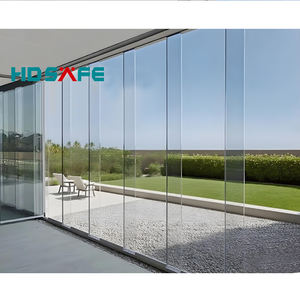 HDSAFE Exterior Frameless Movable Vidro Parede Partição Completa Porta Pilha Aberta Varanda Pátio Sunroom Escritório Partição Porta - Product Image 1
