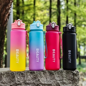 Bottiglia d'Acqua Riutilizzabile da Palestra 600ML con Logo Personalizzato, Indicatore Orario in Plastica, Adatta per Bere Direttamente e Acqua Bollente - Product Image 1