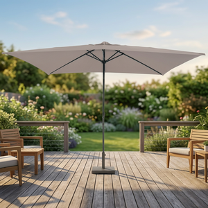 Ombrellone da Giardino e Patio Pieghevole in Alluminio Grigio Tortora 3x2 m, Design Moderno, Base per Palestra, Hotel, Sala da Pranzo, Esterni, Spiaggia, Parco - Product Image 3
