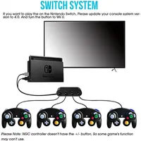 Adaptateur USB 4-en-1 pour manettes GC, compatible avec les consoles Nintendo Switch, Wii U et PC. Prise en charge du dropshipping.