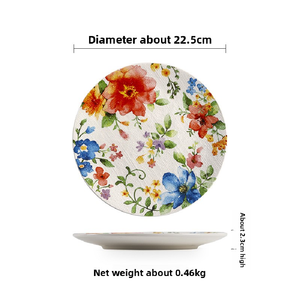 Assiette en céramique américaine Assiette ronde à steaks et pâtes Assiette plate peinte Assiette de <span class=keywords><strong>restaurant</strong></span> thaïlandais de 9 pouces - Product Image 6