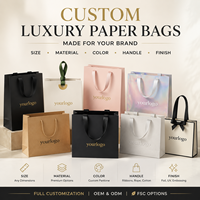 Sacs shopping en papier uni avec poignée en satin, sacs fourre-tout minimalistes et lisses, emballage simple et standard pour magasin de cadeaux