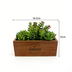 Mini Succulente Artificielle avec Texture Réaliste, Boîte en Bois, Plante Succulente Artificielle en Pot, Végétation Décorative en Pot pour la Décoration de la Chambre - Product Image 3