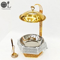 Chauffe-plats de luxe en acier inoxydable Golden Lace, alimenté au carburant, 8L, design moderne écologique, chauffe-eau haute efficacité