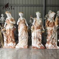 QUYANG Intérieur Classique Pierre Statue Décoration Marbre Naturel Figure Européenne Statue Marbre Quatre Saisons Femme Sculpture