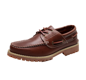 Chaussures bateau pour homme Maden, mocassins rétro britanniques à 3 œillets, chaussures de travail basses classiques, été-hiver, cuir de vache respirant - Product Image 1