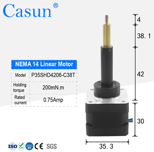Casun NEMA 14 tuyến tính động cơ bước 200mn. M 0.75A Độ chính xác cao động cơ CE ROHS cấp giấy chứng nhận cho tự động hóa - Product Image 2