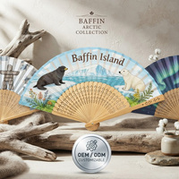 Großhandel OEM & ODM Anpassbarer Logo-Bedruckter Baffin Island Souvenir Sublimations-Chinesischer Tragbarer Faltbarer Handfächer