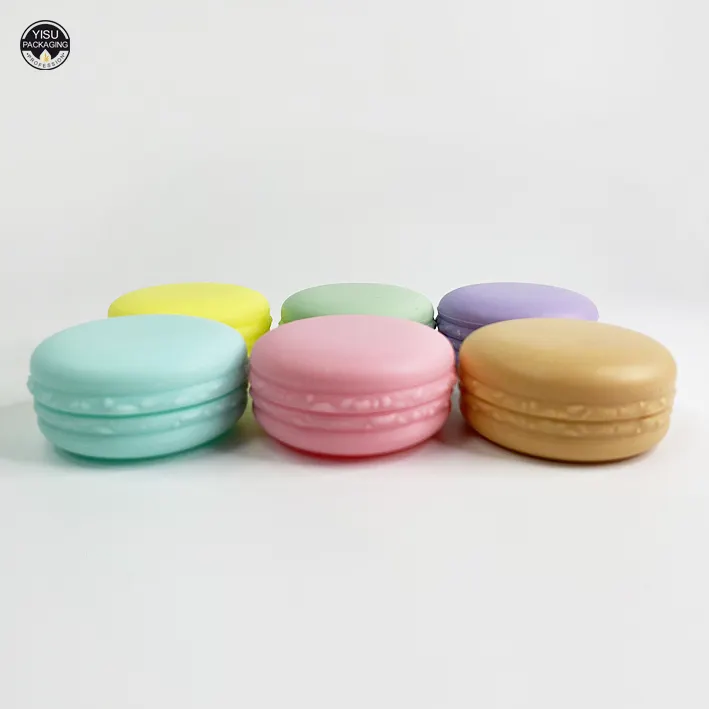 Plástico de macaron em forma de mini jar pp 10ml, pote vazio colorido para sombra de olhos, frasco de bálsamo labial, recipiente de creme para gel