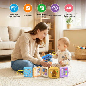 Jouet d'éveil Montessori pour bébés, planche d'activités à empiler, pour développer la motricité fine, portable pour voyage, lit bébé, poussette, siège auto, cadeau - Product Image 5