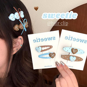 Pinza para el pelo unisex de acrílico con diseño de ondas y lazo, color crema helado, a la moda, dulce, versátil y linda, ideal para el verano. ¡Venta caliente! - Product Image 3