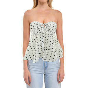 Oferta Especial: Top Camisero sin Tirantes con Estampado Personalizado para Mujer, Estilo Bandeau con Pliegues Delanteros, Verano 2025 - Product Image 5