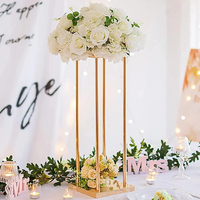 Vase à fleurs de mariage de 15,74 pouces/40 cm de haut, support à fleurs en métal, pilier de présentation doré, élégant centre de table pour arrangements floraux