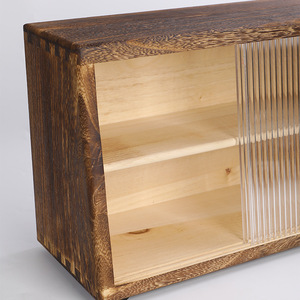 Retro paulownia wood cup rack, sliding tabletop <b>sideboard</b>, multi-layer tea set, coffee cup <b>storage</b> cabinet, water cup holder - Product Image 3