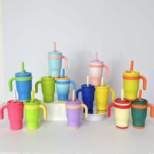 Mug isotherme en acier inoxydable anti-fuite avec logo personnalisé, 14 oz, pour enfants, bouteille d'eau de voyage d'extérieur avec couvercle et paille - Product Image 1