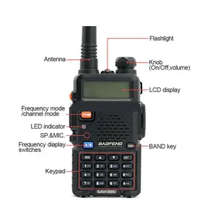 2023 superventas CE FCC Handy Dual-Band VHF UHF Radio Original Baofeng UV-5R largo rango de conversación de Radio 3-5km Walkie Talkie