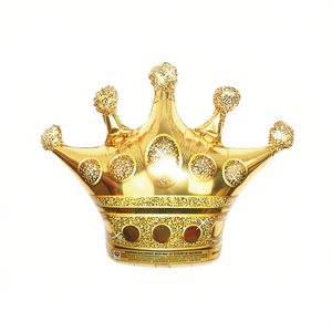 Globos Metálicos con Forma de Corona Dorada para Fiestas, 90x98 cm, Bolsa de 12 Unidades - Product Image 1
