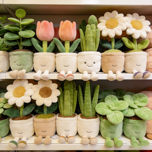 Porte-clés en peluche personnalisé de 8 pouces en forme de plantes en pot (œillet, succulente, aloe, <span class=keywords><strong>cactus</strong></span>, lavande) pour cadeau - Product Image 1