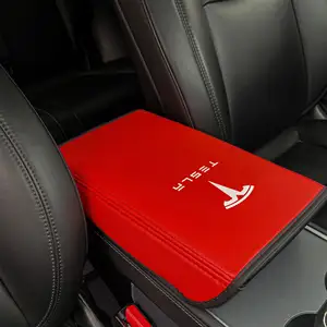 Car Armrest Cover For Tesla Model 3 Model Y PU Leather Center Console Protector Anti-Scratch Easy Installation Automobile Wate