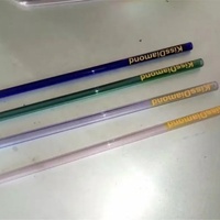 Lot de 10 pailles en verre réutilisables colorées, résistantes aux chocs, 7 po x 8 mm, 5 droites, 5 courbées, 2 brosses de nettoyage, certifiées CE, OUXING
