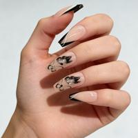 Ongles press-on rose et blanc effet ombré, courts, forme cercueil, réutilisables, 24 pièces