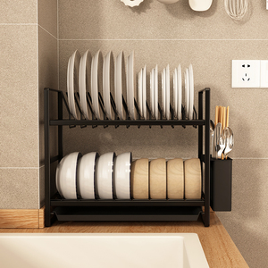 โลหะเฟอร์นิเจอร์รถไฟชั้นวางจานผู้ถือห้องครัวที่มีการระบายน้ำ - Product Image 2