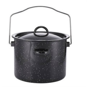 3L cuisine Extérieure couleur noire émail camping billy pot avec couvercle et anneau d'accrochage - Product Image 1