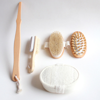 Brosse exfoliante pour le corps, le visage et les pieds en poils de sanglier naturels écologiques avec logo personnalisé, manche long en bambou