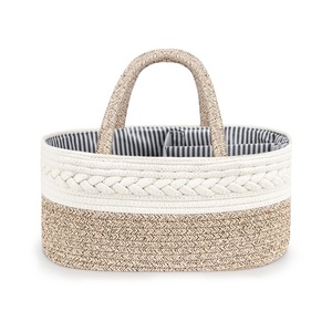 Organizer per Pannolini con Cesto Portaoggetti in Corda, Borsa Grande con Inserti Rimovibili, Cesto Portatile per Neonati - Product Image 6