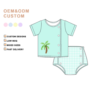 Abito Estivo per Bambina in Puro Cotone con Ricamo di Palme e Maniche a Sbuffo, Prezzo all'Ingrosso di Fabbrica Puresun - Product Image 4