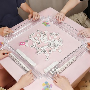 Supports de Mahjong en Bois Personnalisables Couleur Vintage avec Poussoirs, Supports de Tuiles en Bois Massif à Bord Festonné, Lot de 4 pour Jeu de Mahjong Américain - Product Image 6
