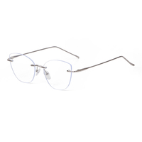 Lunettes de vue anti-lumière bleue sans monture PSTY8163A pour femmes et hommes, monture en métal ultra-fine, bord coupé, lunettes optiques personnalisées avec logo