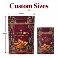 Sachets d'emballage personnalisés imprimés pour poudre de cannelle avec fermeture éclair refermable, sacs haute barrière pour épices et assaisonnements