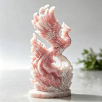 Statue d'oiseau Phénix en opale rose ajourée, cristal de guérison, figurine Phénix Feng Shui, décoration d'intérieur, cadeau