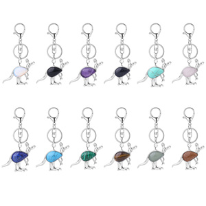 Wholesale Nature Crystal Silver Metal Kangaroo Gemstone Keychain DIY Jewelry Backpack Pendant Jewelry Gift